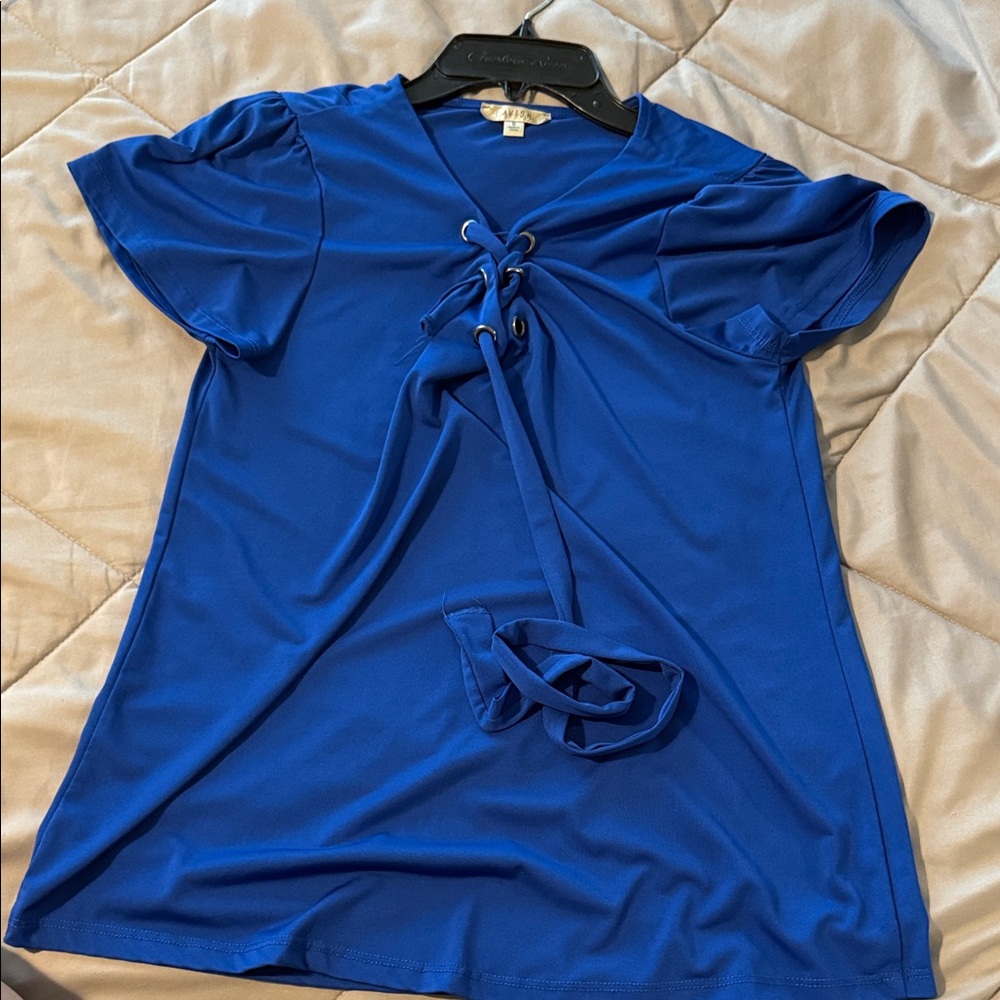Blue Lace-Up Women's Top